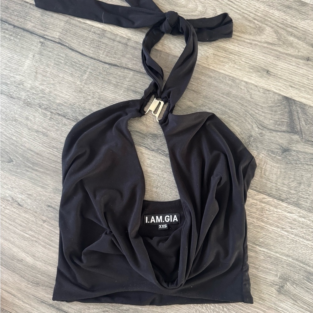 I.AM.GIA Black Halter Crop Top